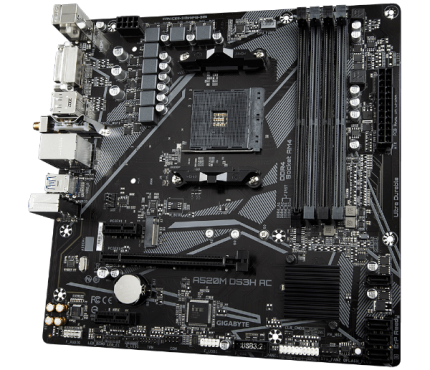 לוח אם Gigabyte A520M DS3H AC 1.4 DDR4 M.2 WIFI BT AM4