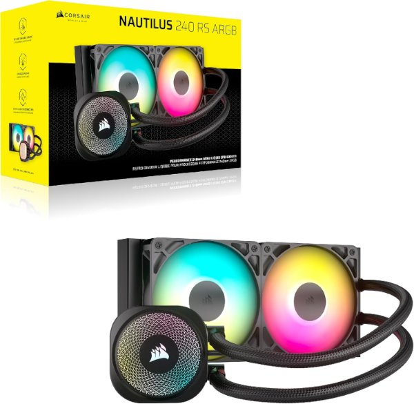 קירור נוזלי Corsair iCUE NAUTILUS 240 RS RGB Black 240mm AIO קירור נוזלי Corsair iCUE NAUTILUS 240 RS RGB Black 240mm AIO – תמונה 1