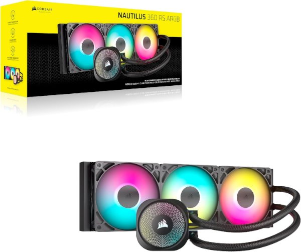 קירור נוזלי Corsair iCUE NAUTILUS 360 RS RGB Black 360mm AIO קירור נוזלי Corsair iCUE NAUTILUS 360 RS RGB Black 360mm AIO – תמונה 1